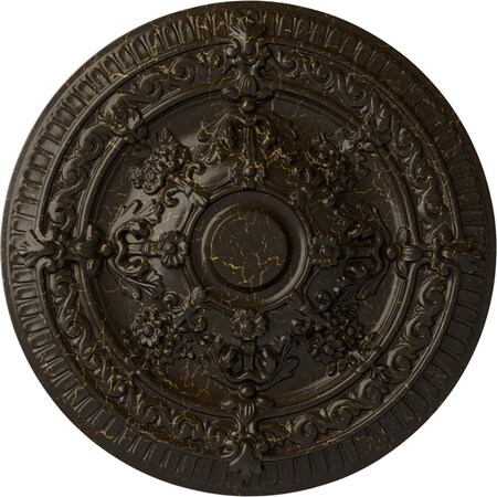 Ekena Millwork Vincent Ceiling Medallion (Fits Canopies up to 6"), Hand-Painted Stone Hearth Crackle, 26"OD x 3"P CM26VISHC